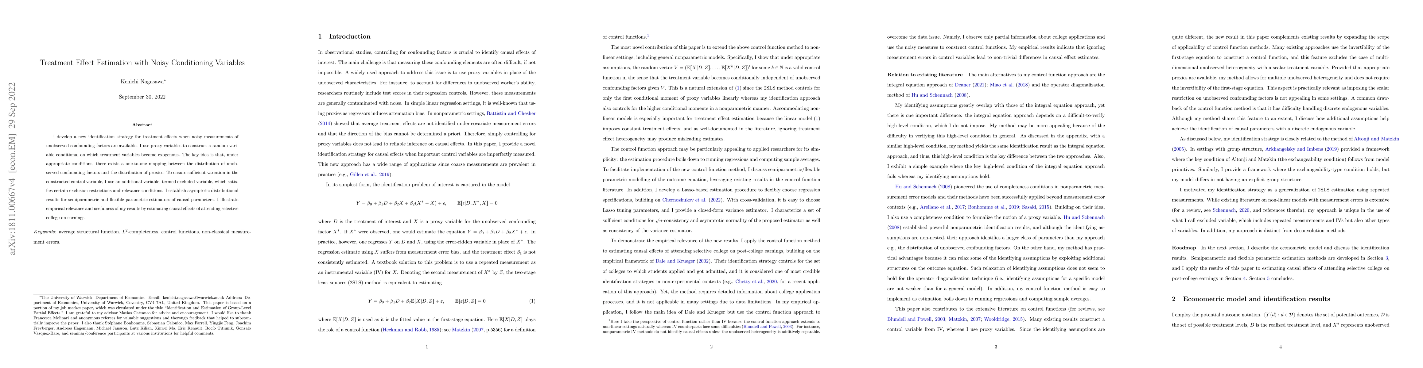 Thumbnail for Treatment Effect Estimation with Noisy Conditioning Variables