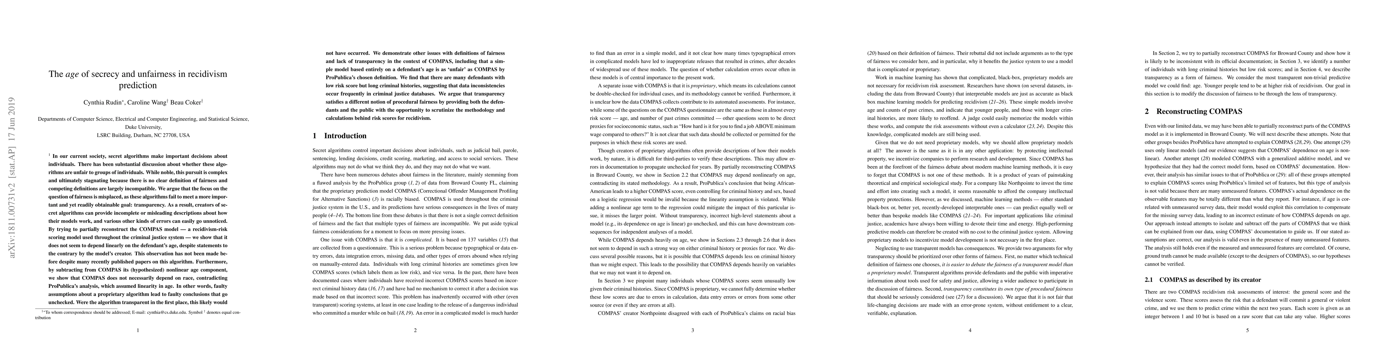 Thumbnail for The age of secrecy and unfairness in recidivism prediction