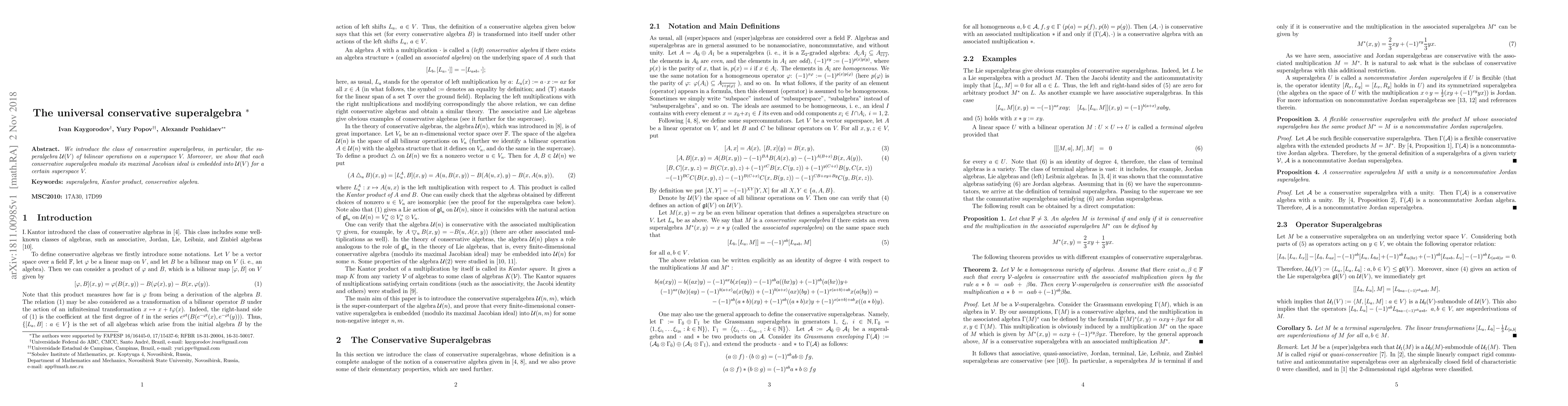 Thumbnail for The universal conservative superalgebra