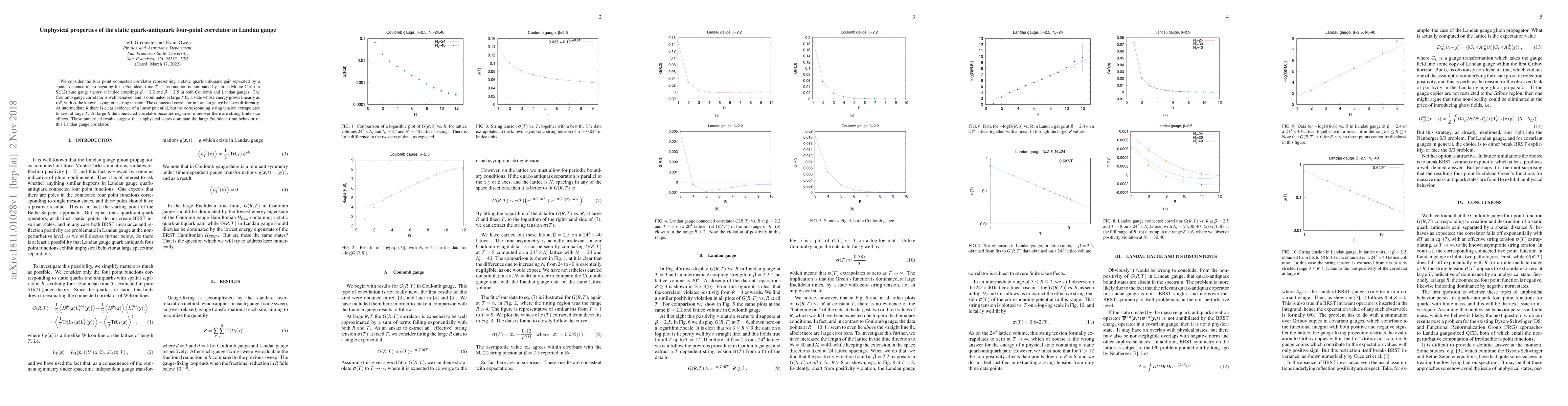 Thumbnail for Unphysical properties of the static quark-antiquark four-point
  correlator in Landau gauge