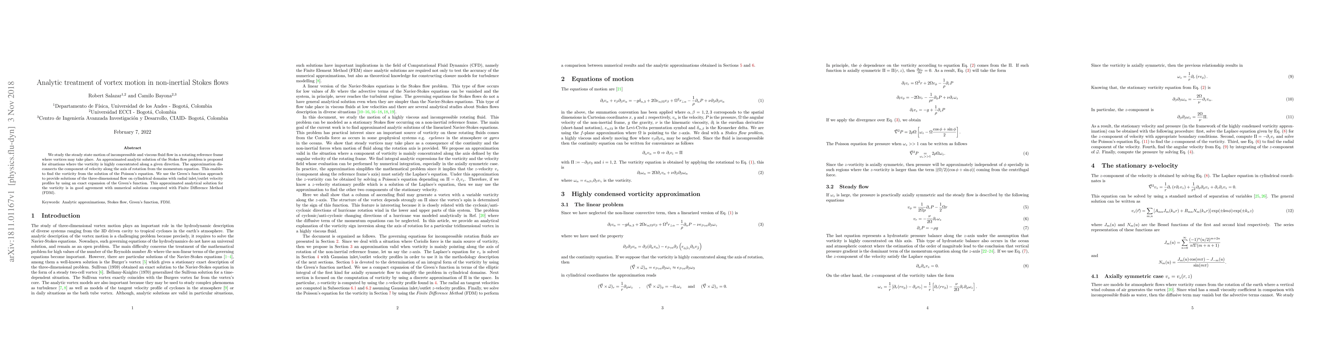 Thumbnail for Analytic treatment of vortex motion in non-inertial Stokes flows