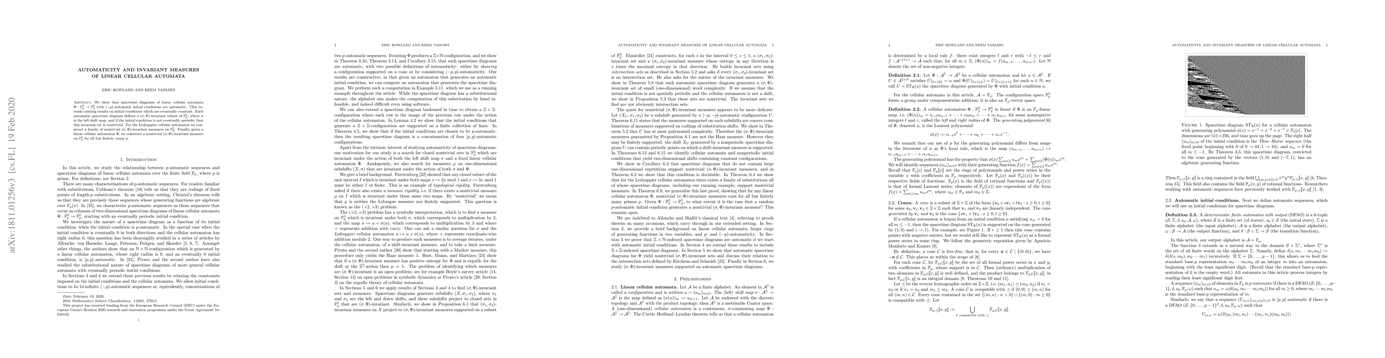Thumbnail for Automaticity and invariant measures of linear cellular automata