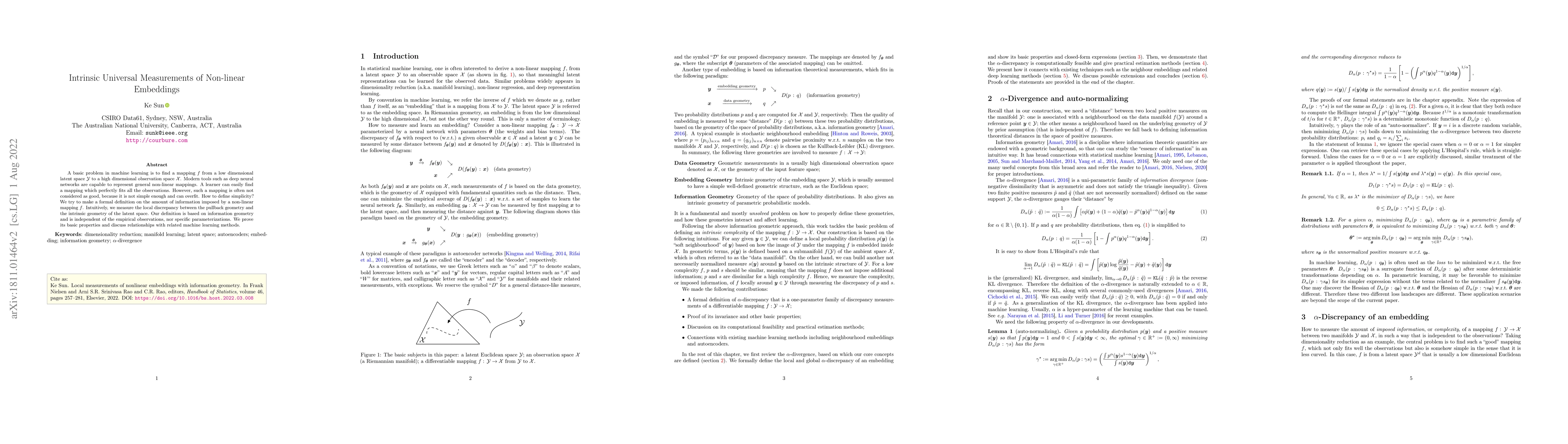 Thumbnail for Intrinsic Universal Measurements of Non-linear Embeddings