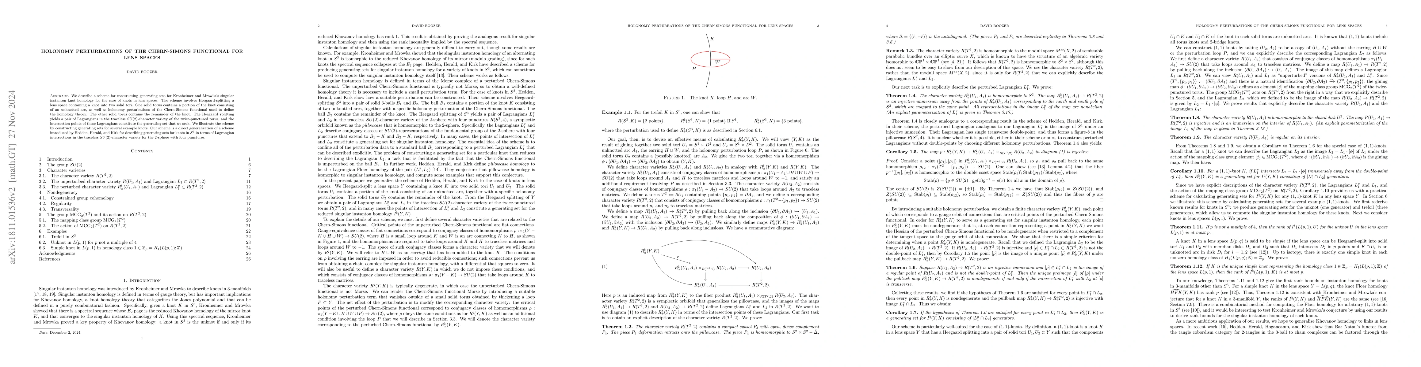 Thumbnail for Holonomy perturbations of the Chern-Simons functional for lens spaces