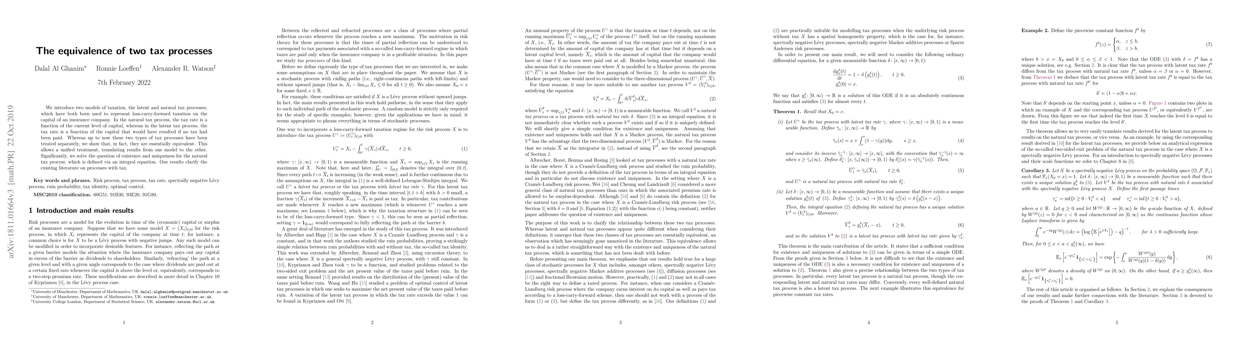 Thumbnail for The equivalence of two tax processes