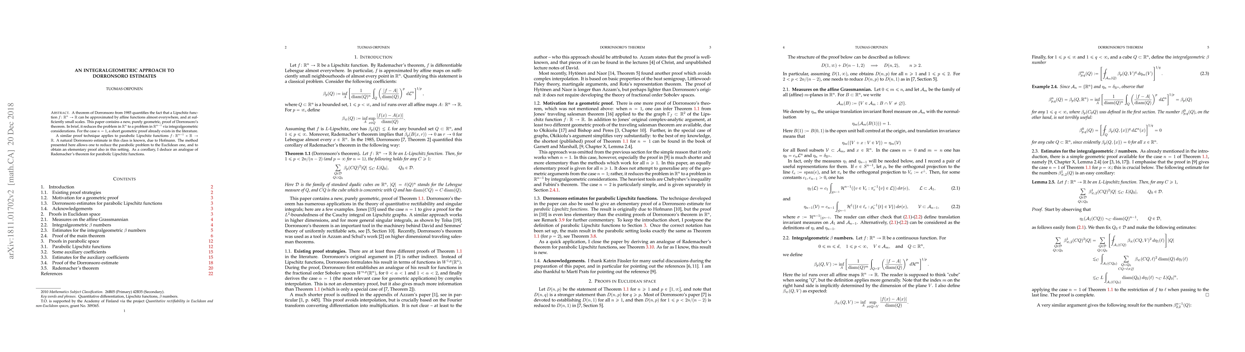 Thumbnail for An integralgeometric approach to Dorronsoro estimates