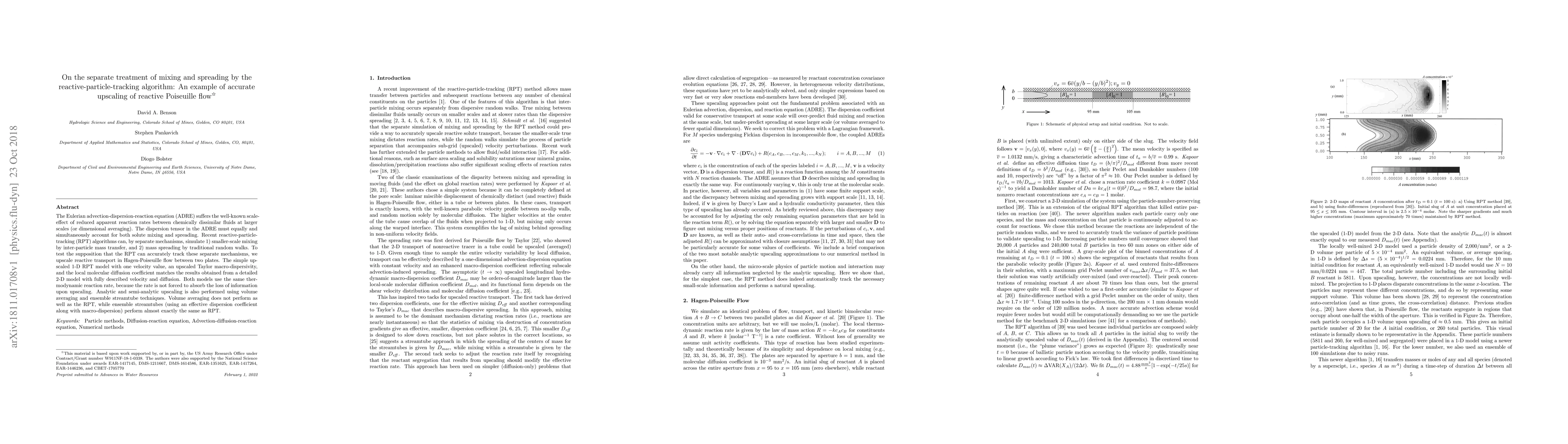 Thumbnail for On the separate treatment of mixing and spreading by the
  reactive-particle-tracking algorithm: An example of accurate upscaling of
  reactive Poiseuille flow