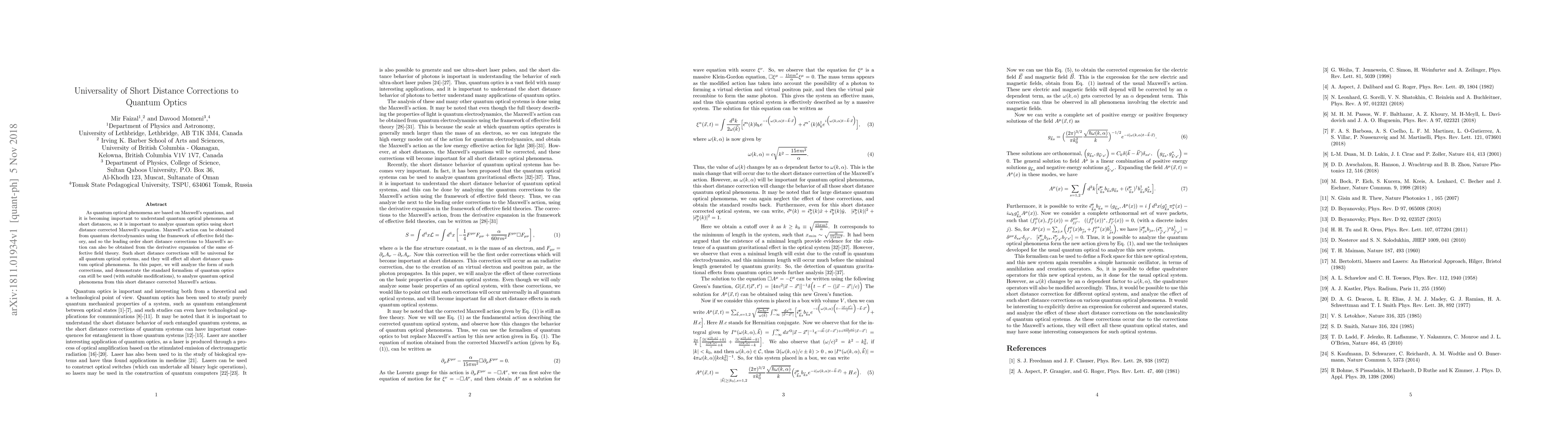 Thumbnail for Universality of Short Distance Corrections to Quantum Optics