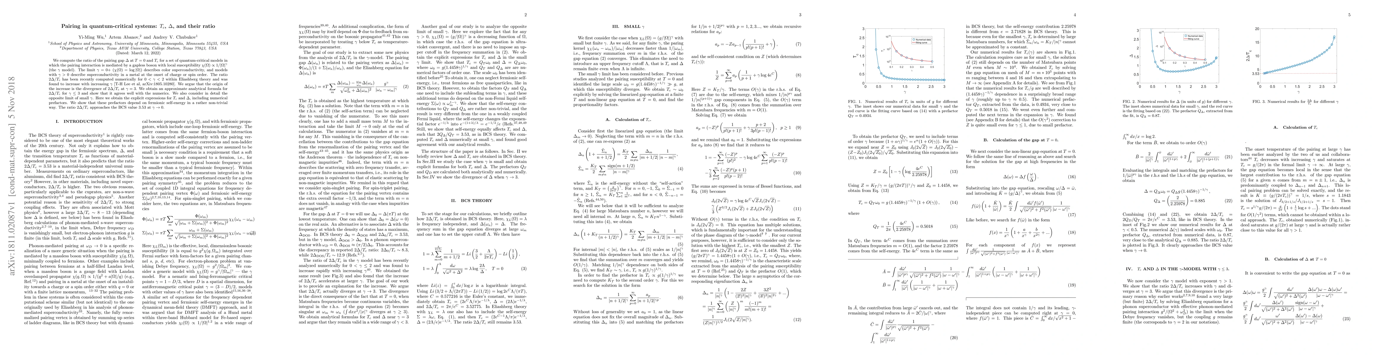 Thumbnail for Pairing in quantum-critical systems: $T_c$, $\Delta$, and their ratio