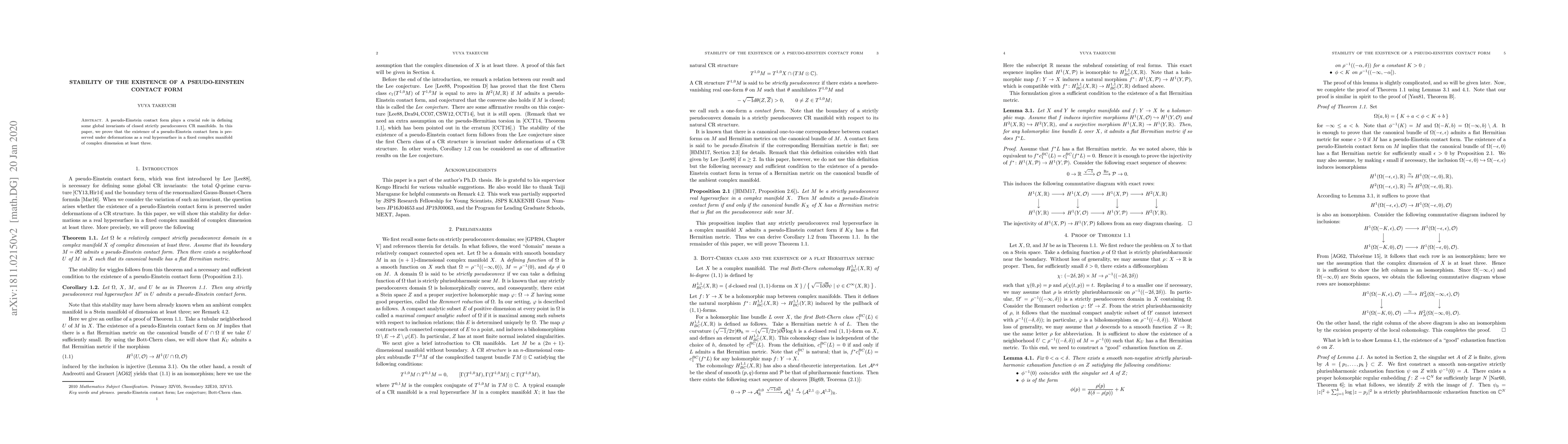 Thumbnail for Stability of the existence of a pseudo-Einstein contact form