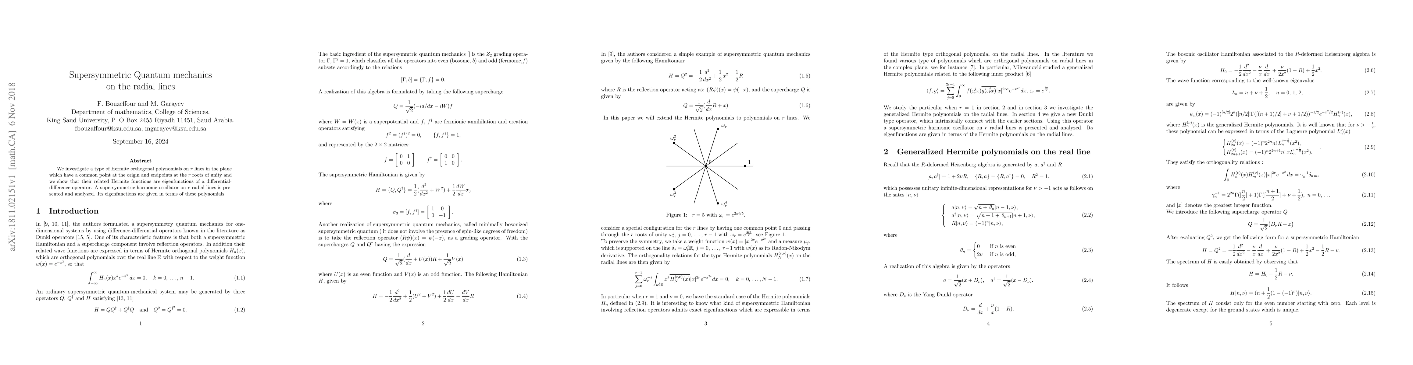 Thumbnail for Supersymmetric Quantum mechanics on the radial lines