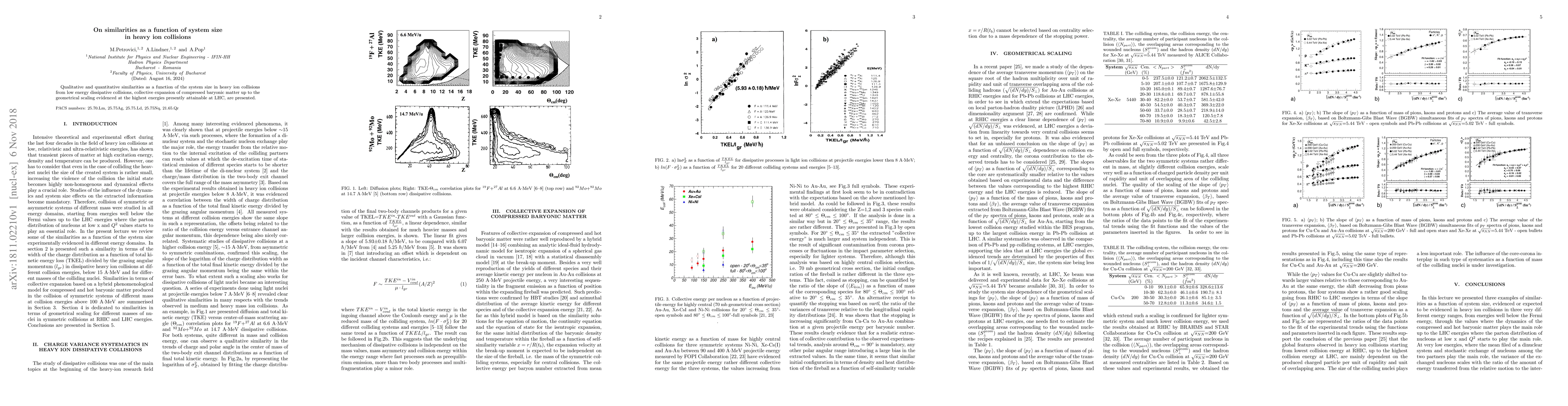 Thumbnail for On similarities as a function of system size in heavy ion collisions