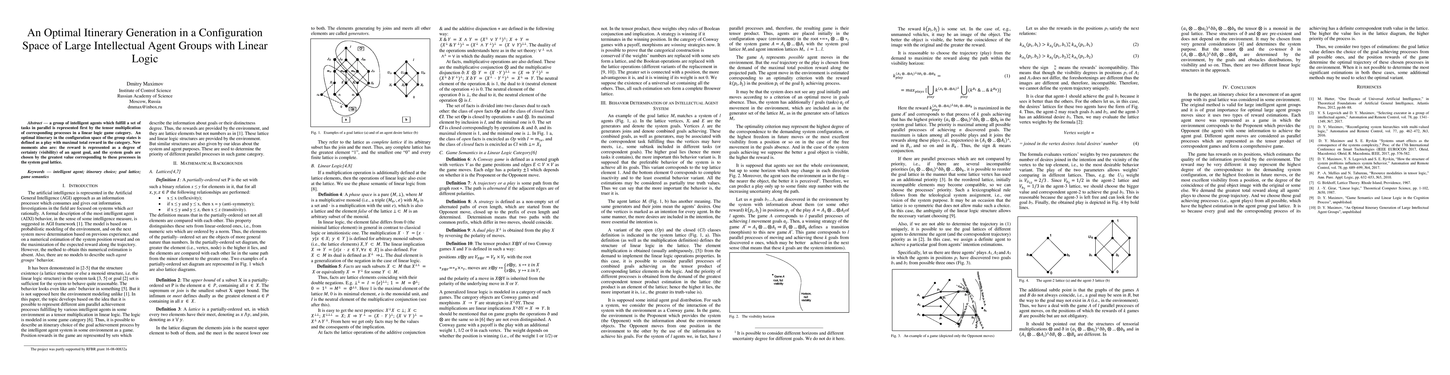 Thumbnail for An Optimal Itinerary Generation in a Configuration Space of Large
  Intellectual Agent Groups with Linear Logic