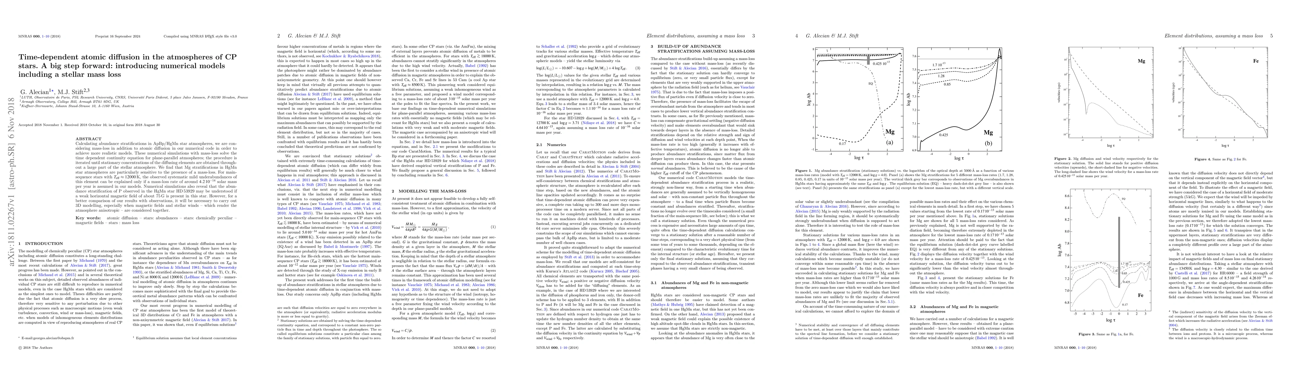 Thumbnail for Time-dependent atomic diffusion in the atmospheres of CP stars. A big
  step forward: introducing numerical models including a stellar mass loss