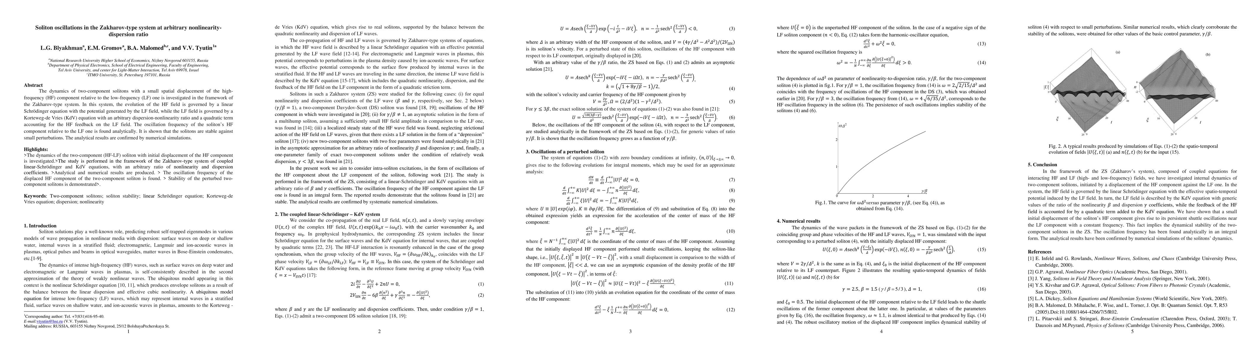 Thumbnail for Soliton oscillations in the Zakharov-type system at arbitrary
  nonlinearity-dispersion ratio