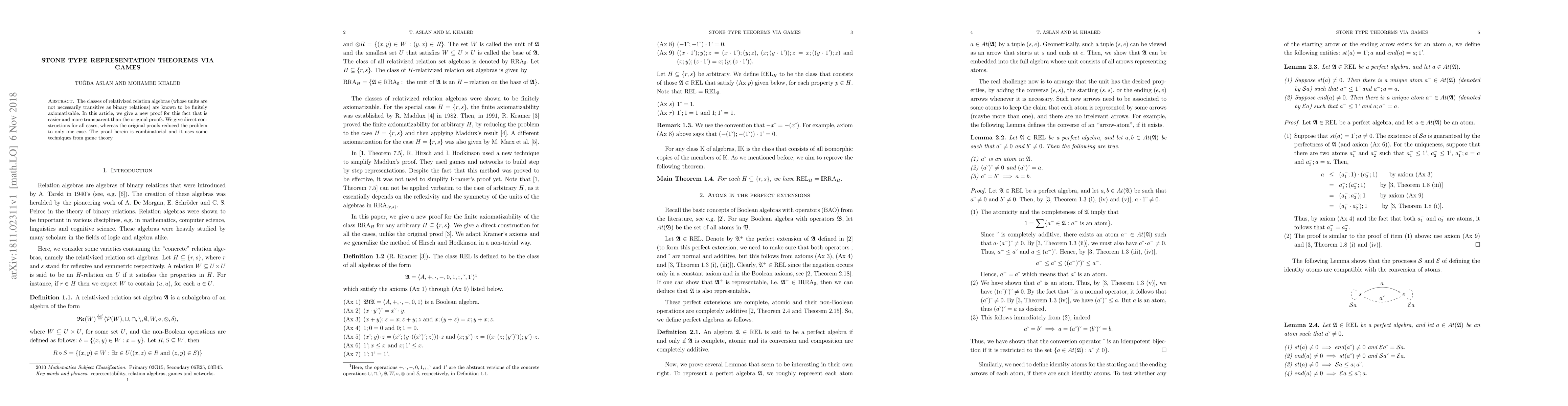 Thumbnail for Stone type representation theorems via games