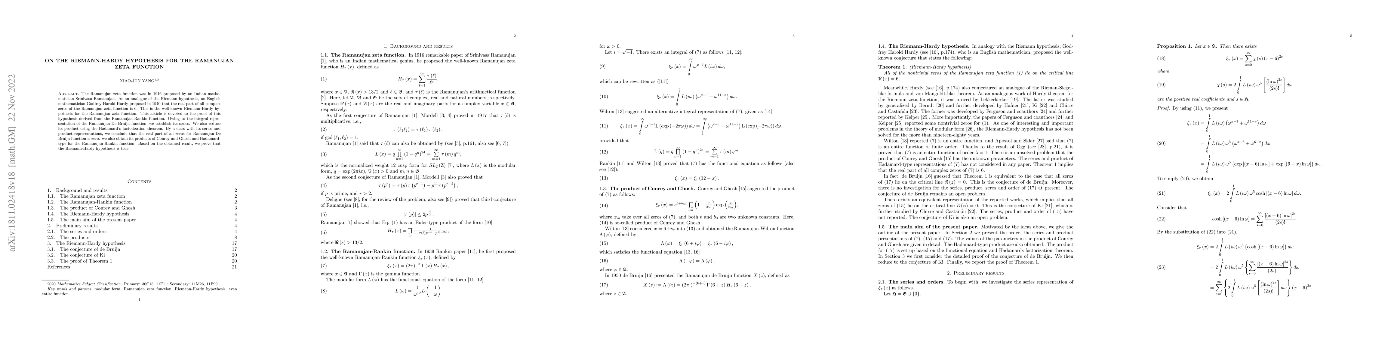 Thumbnail for On the Riemann-Hardy hypothesis for the Ramanujan zeta function