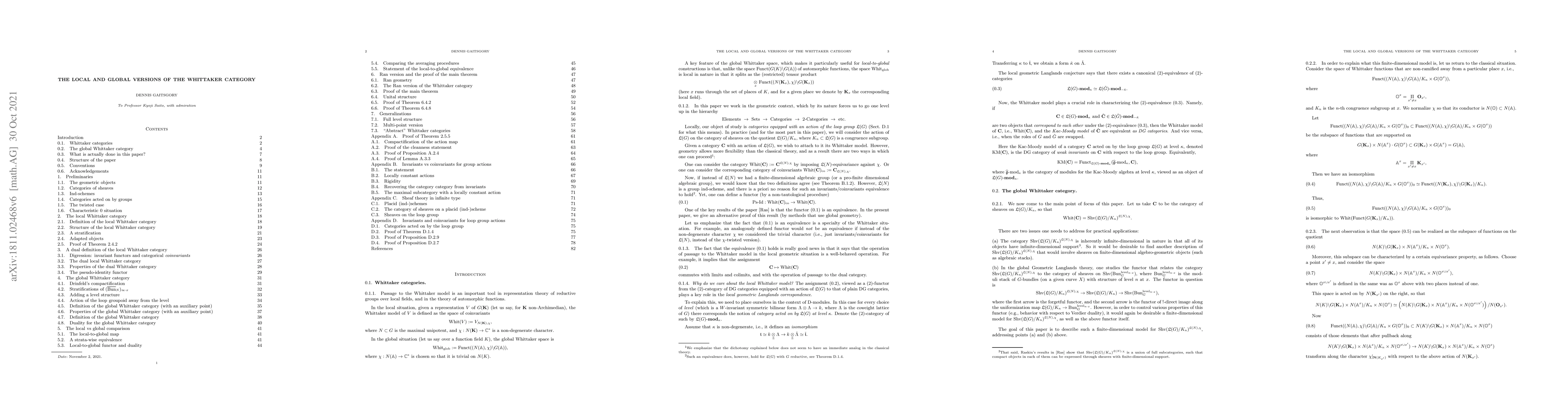 Thumbnail for The local and global versions of the Whittaker category