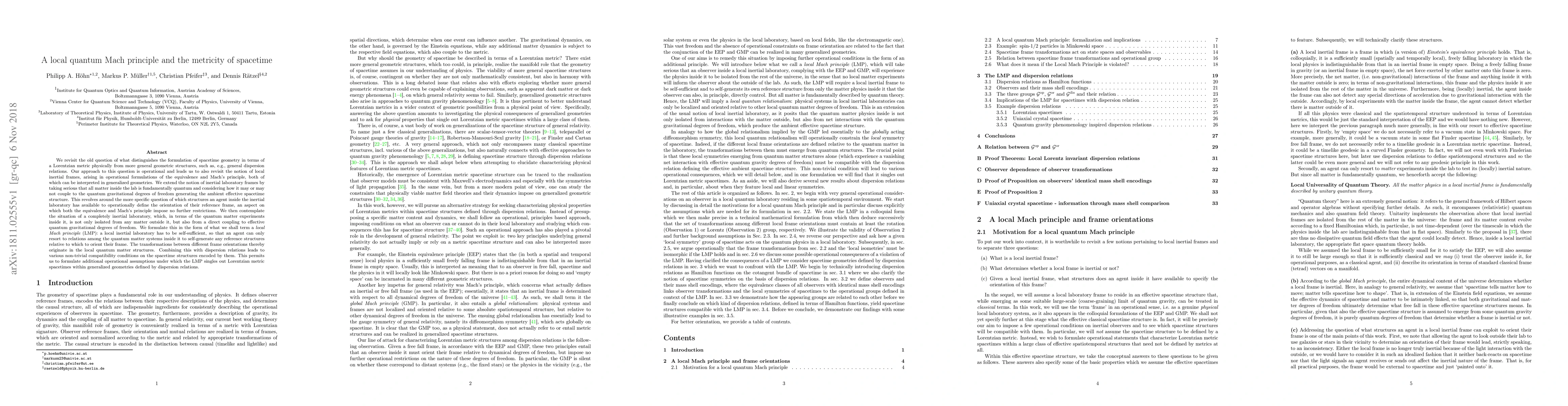 Thumbnail for A local quantum Mach principle and the metricity of spacetime