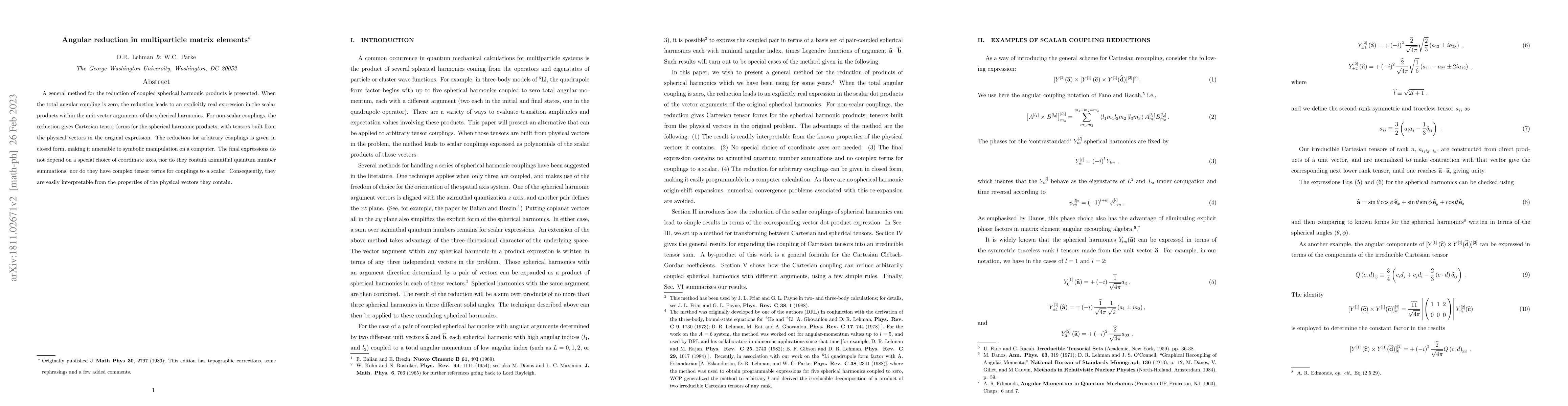 Thumbnail for Angular reduction in multiparticle matrix elements