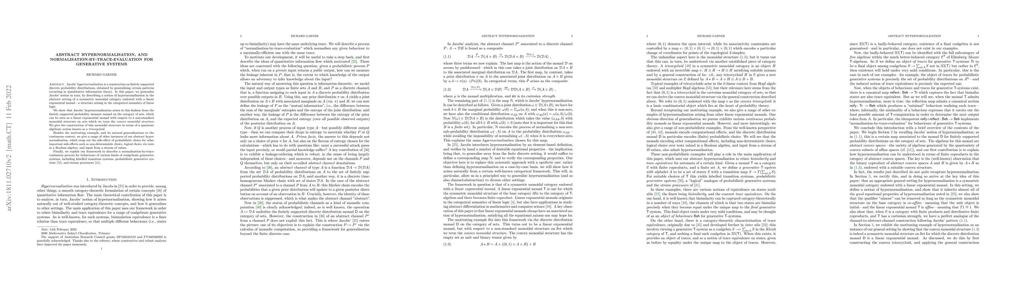 Thumbnail for Abstract hypernormalisation, and normalisation-by-trace-evaluation for
  generative systems