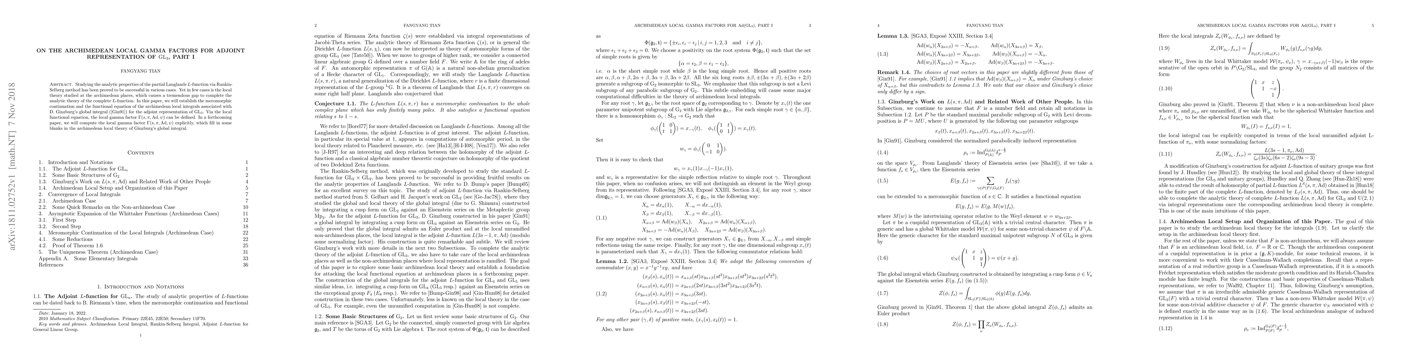 Thumbnail for On the Archimedean Local Gamma Factors for Adjoint Representation of
  $\mathrm{GL}_3$, Part I