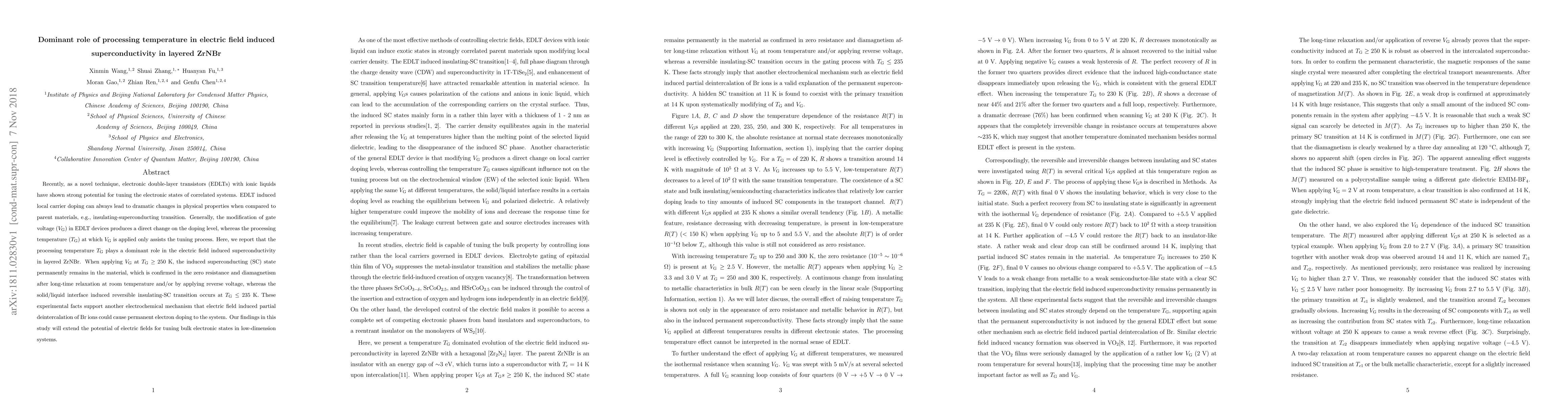 Thumbnail for Dominant role of processing temperature in electric field induced
  superconductivity in layered ZrNBr