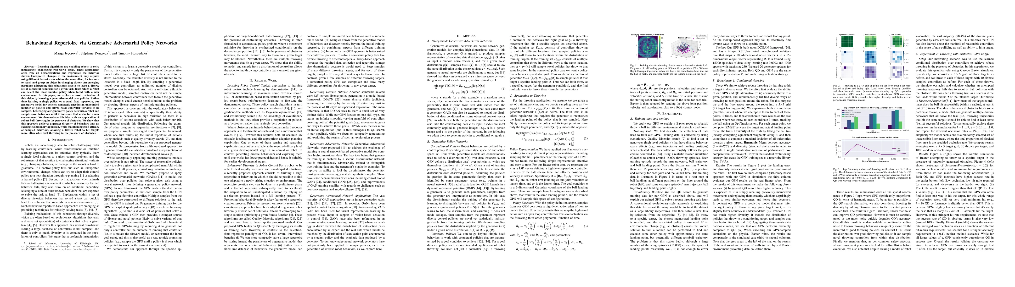 Thumbnail for Behavioural Repertoire via Generative Adversarial Policy Networks