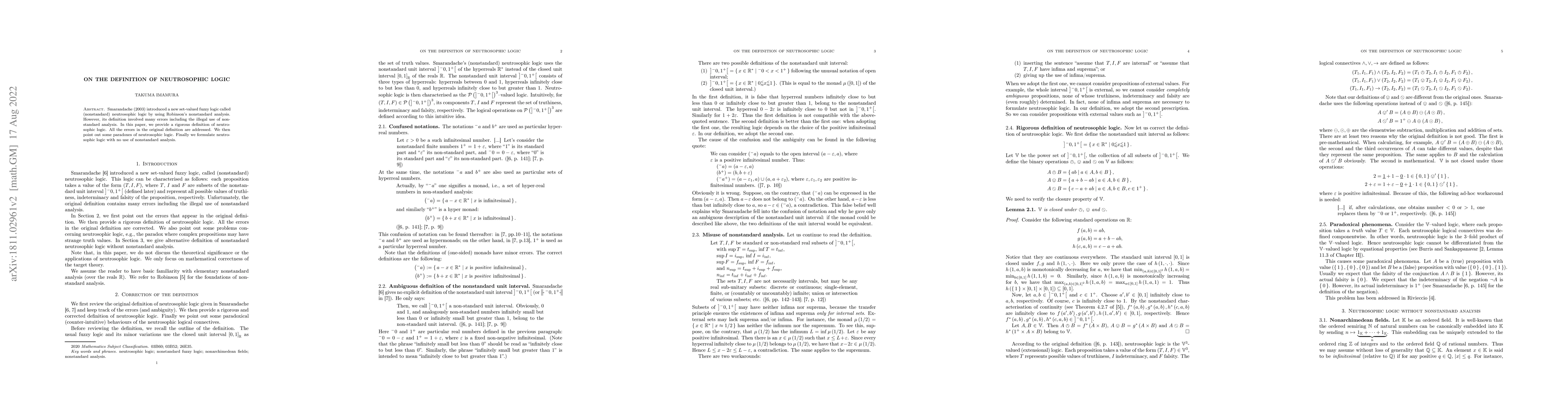 Thumbnail for On the definition of neutrosophic logic