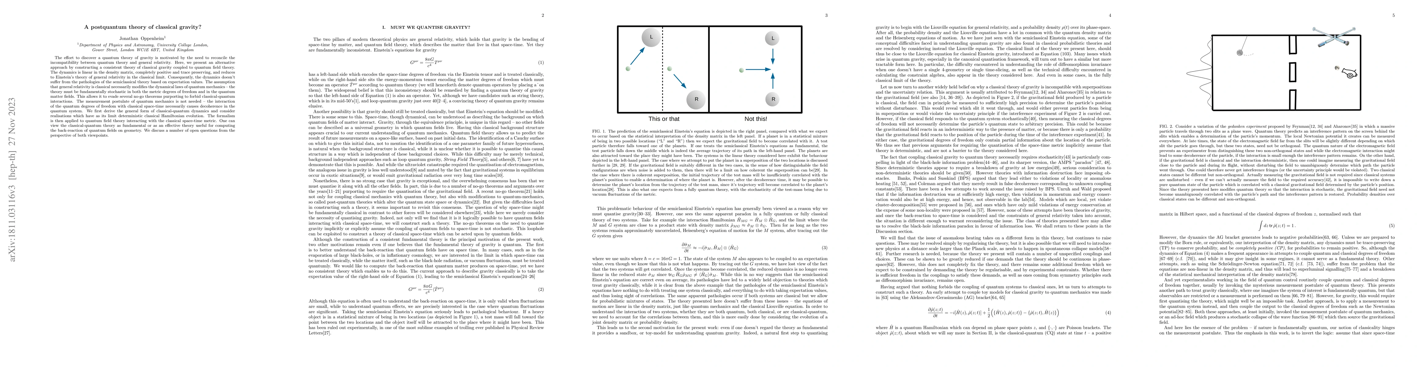 Thumbnail for A postquantum theory of classical gravity?