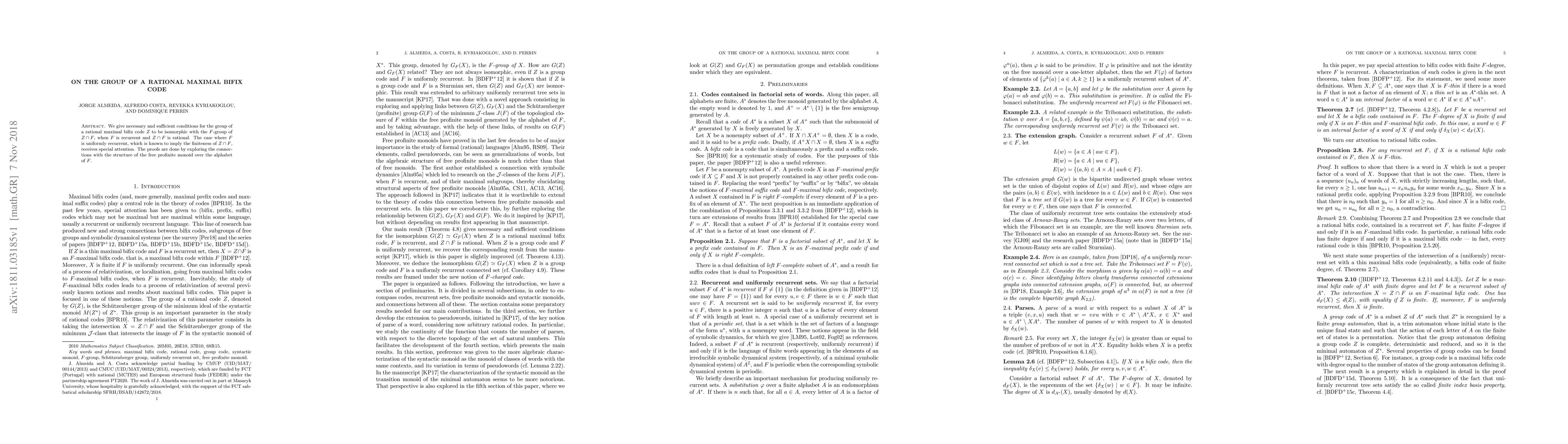 Thumbnail for On the group of a rational maximal bifix code