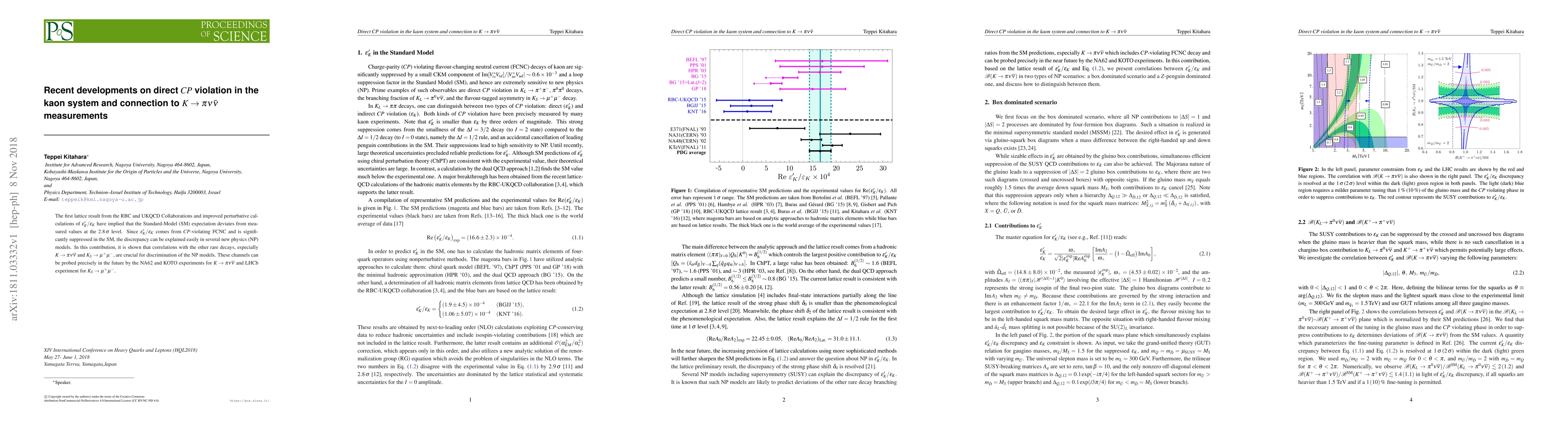 Thumbnail for Recent developments on direct $CP$ violation in the kaon system and
  connection to $K \to \pi \nu \bar{\nu}$ measurements