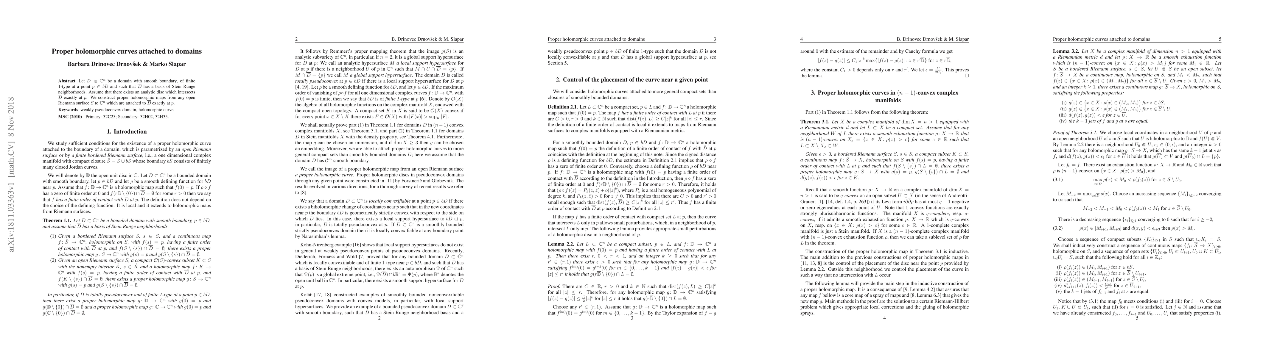 Thumbnail for Proper holomorphic curves attached to domains