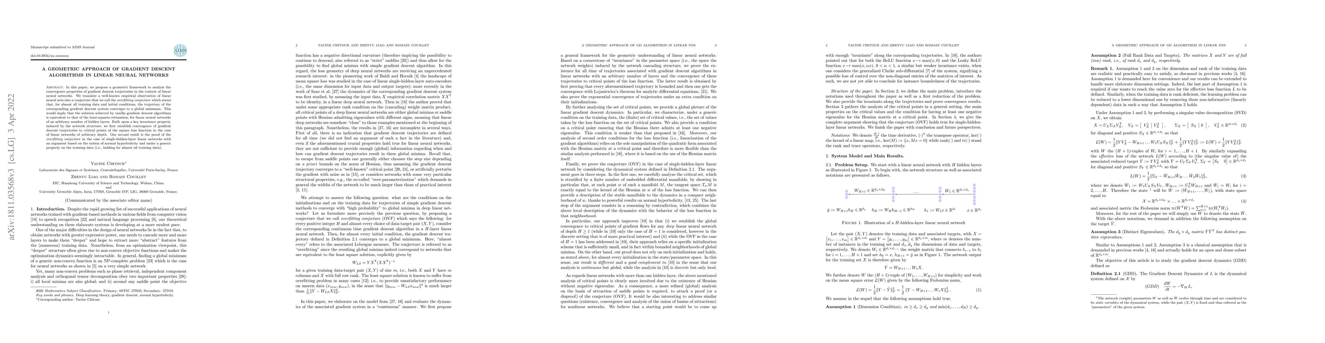 Thumbnail for A Geometric Approach of Gradient Descent Algorithms in Linear Neural
  Networks