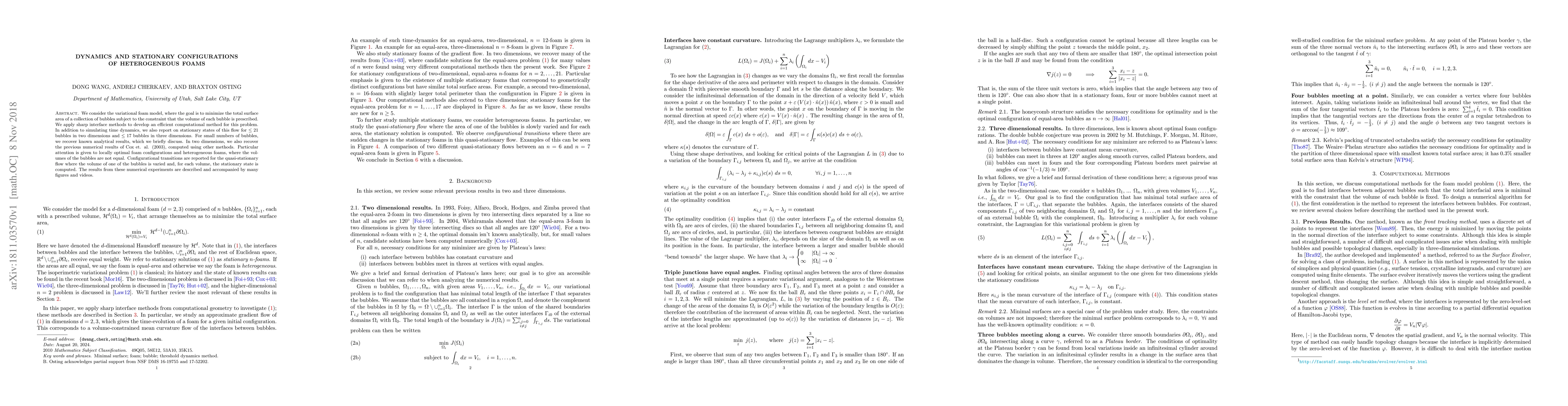 Thumbnail for Dynamics and stationary configurations of heterogeneous foams
