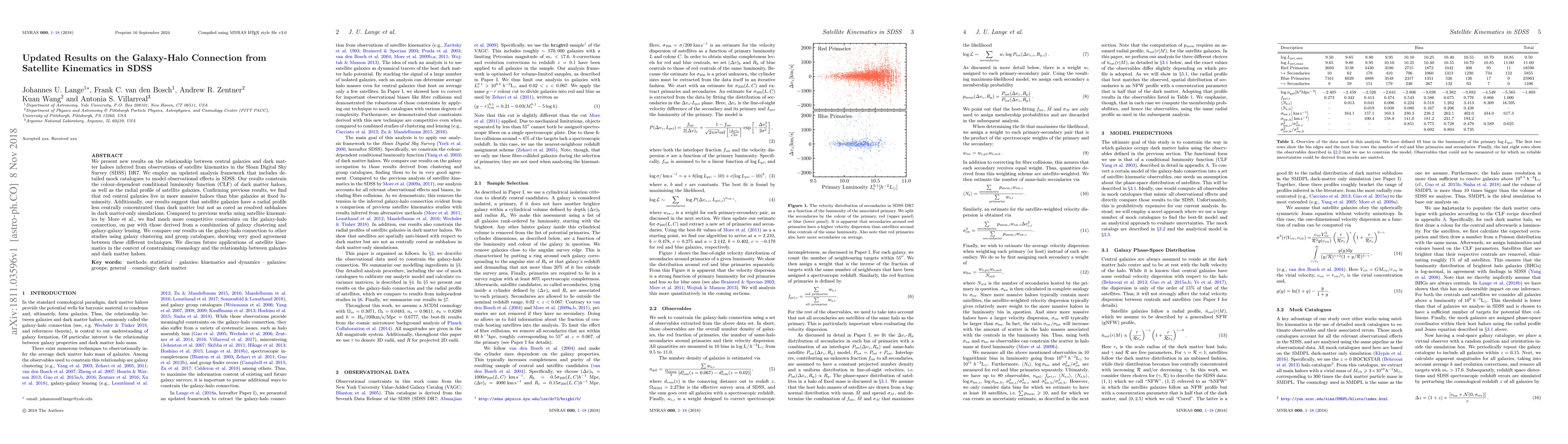 Thumbnail for Updated Results on the Galaxy-Halo Connection from Satellite Kinematics
  in SDSS