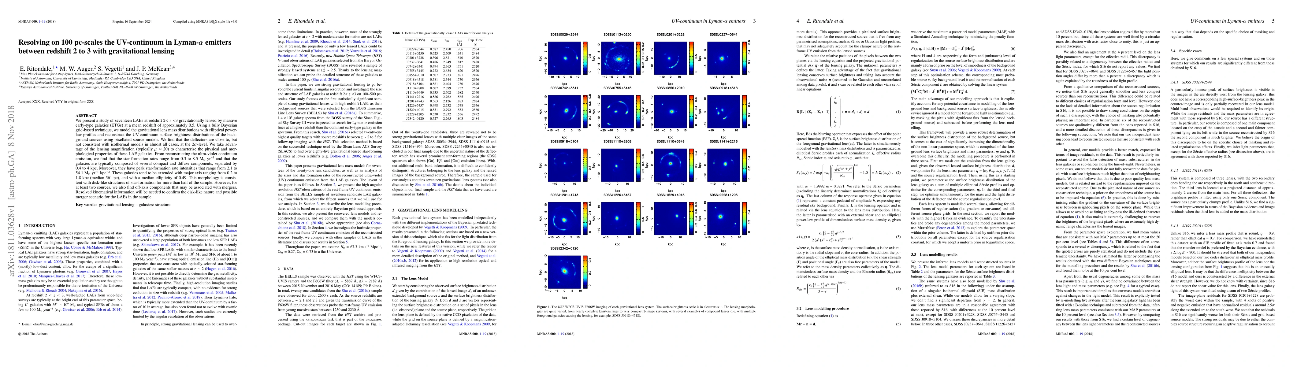 Thumbnail for Resolving on 100 pc scales the UV-continuum in Lyman-$\alpha$ emitters
  between redshift 2 to 3 with gravitational lensing
