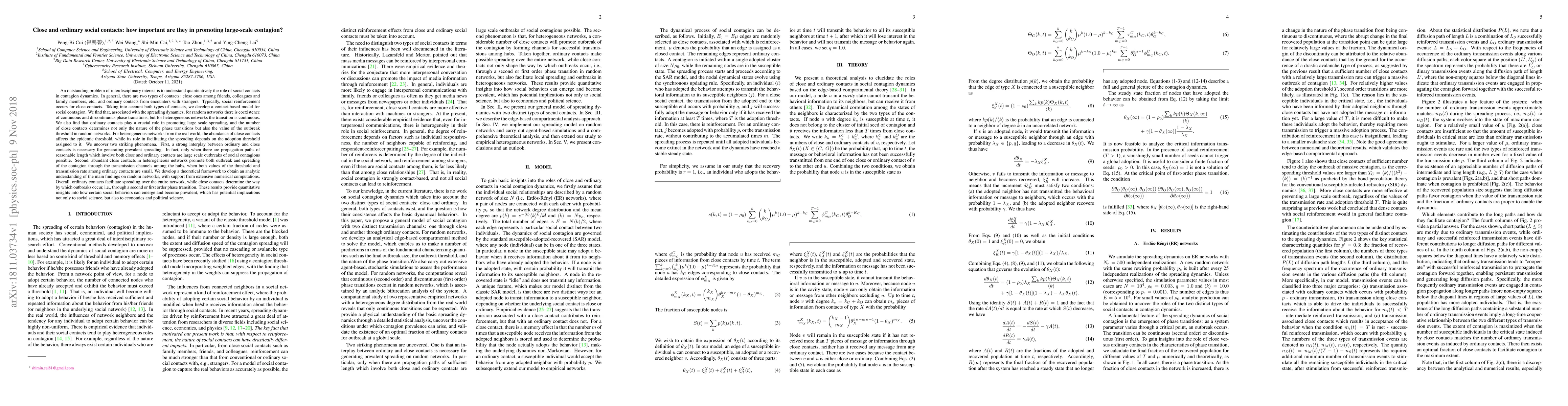 Thumbnail for Close and ordinary social contacts: how important are they in promoting
  large-scale contagion?