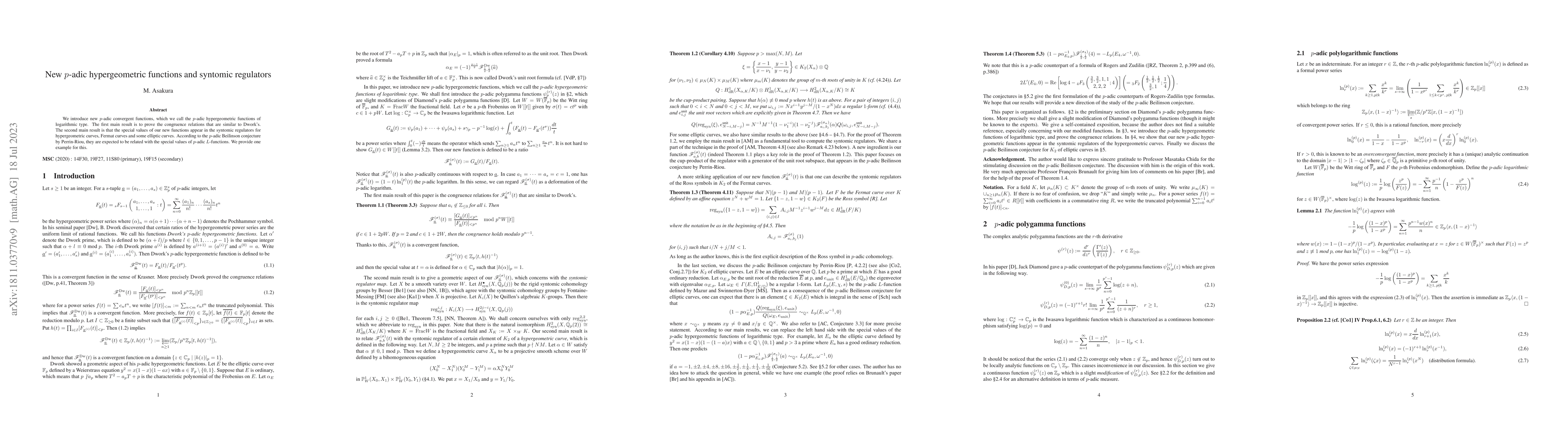 Thumbnail for New p-adic hypergeometric functions and syntomic regulators