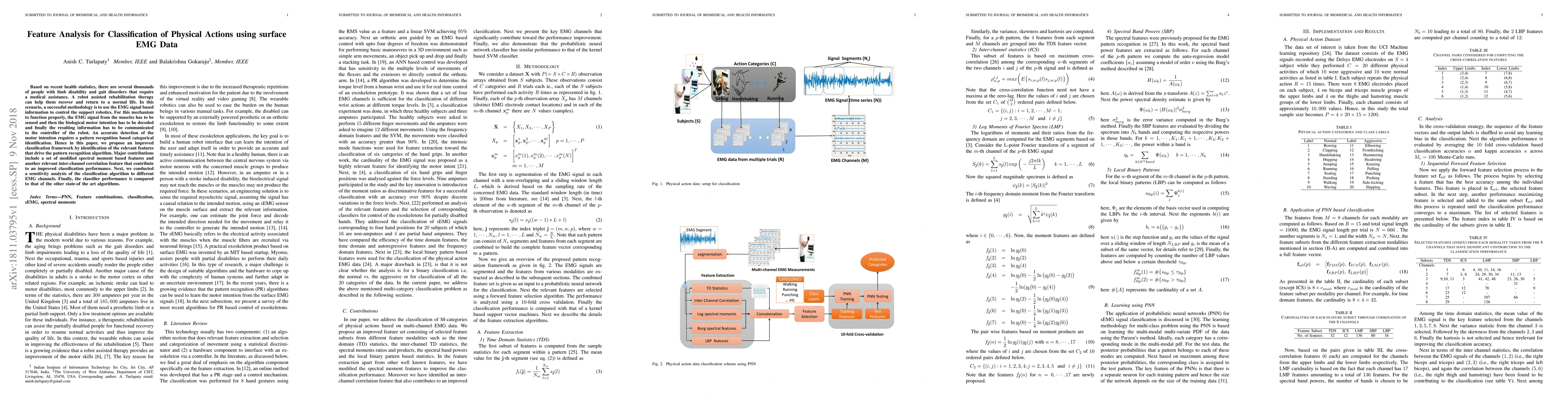 Thumbnail for Feature Analysis for Classification of Physical Actions using surface
  EMG Data