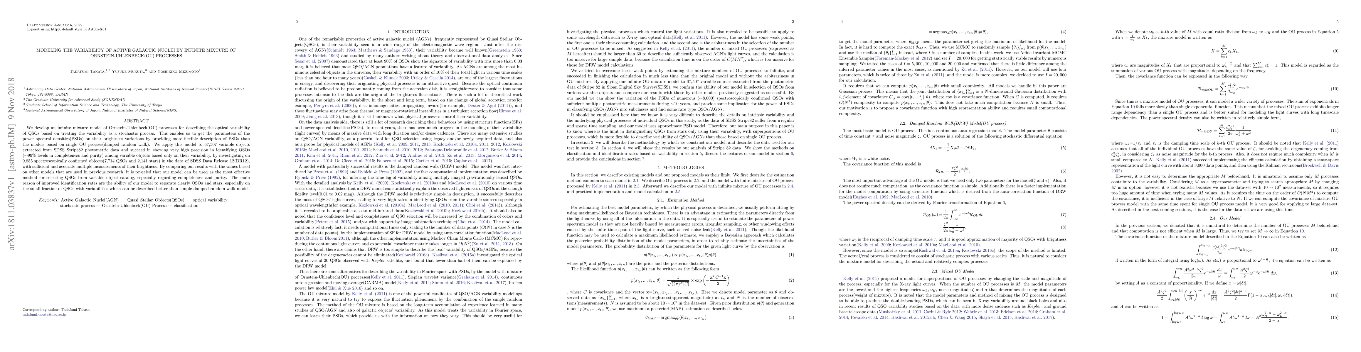 Thumbnail for Modeling the Variability of Active Galactic Nuclei by Infinite Mixture
  of Ornstein-Uhlenbeck(OU) Processes