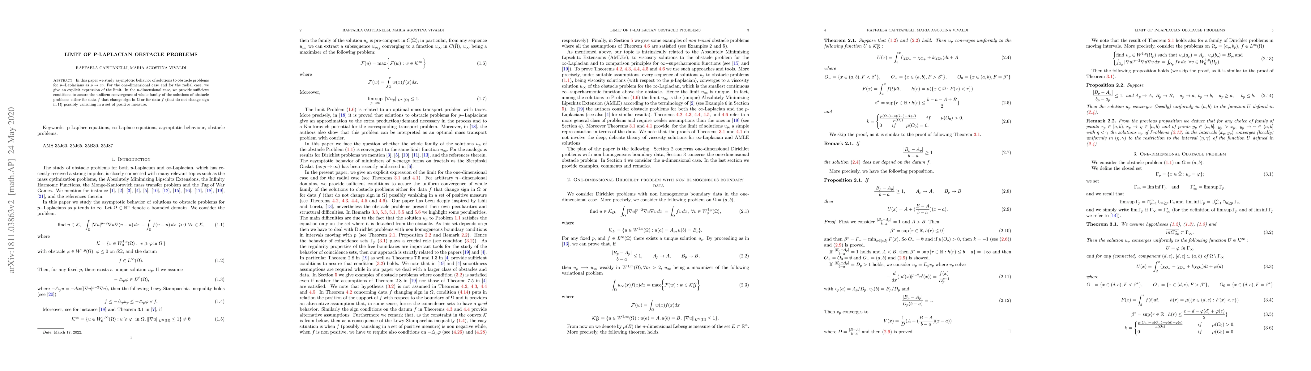 Thumbnail for Limit of p-Laplacian Obstacle problems