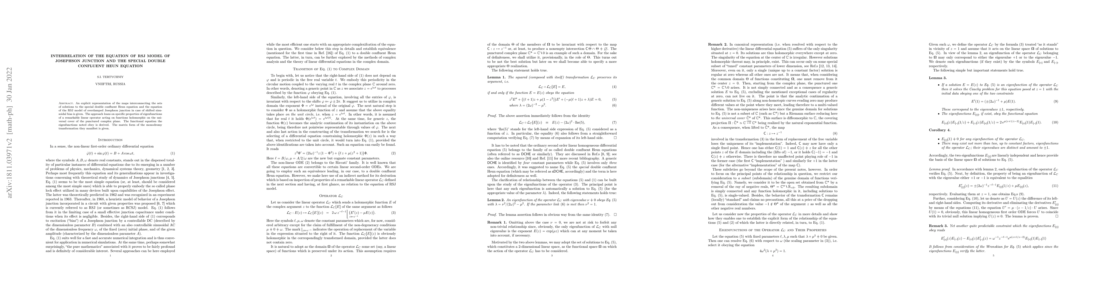 Thumbnail for The interrelation of the special double confluent Heun equation and the
  equation of RSJ model of Josephson junction revisited