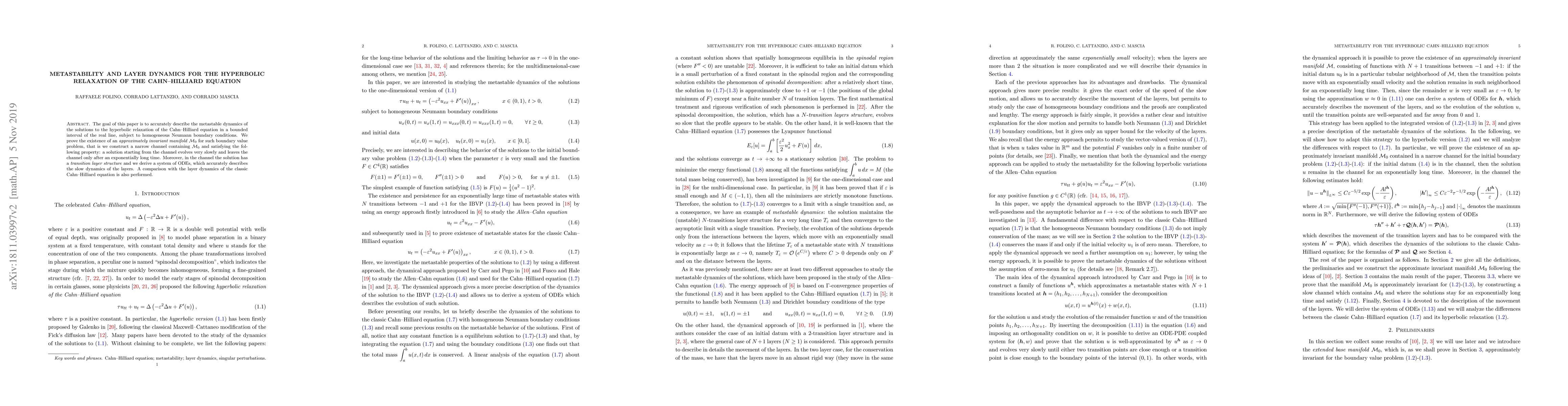 Thumbnail for Metastability and layer dynamics for the hyperbolic relaxation of the
  Cahn-Hilliard equation