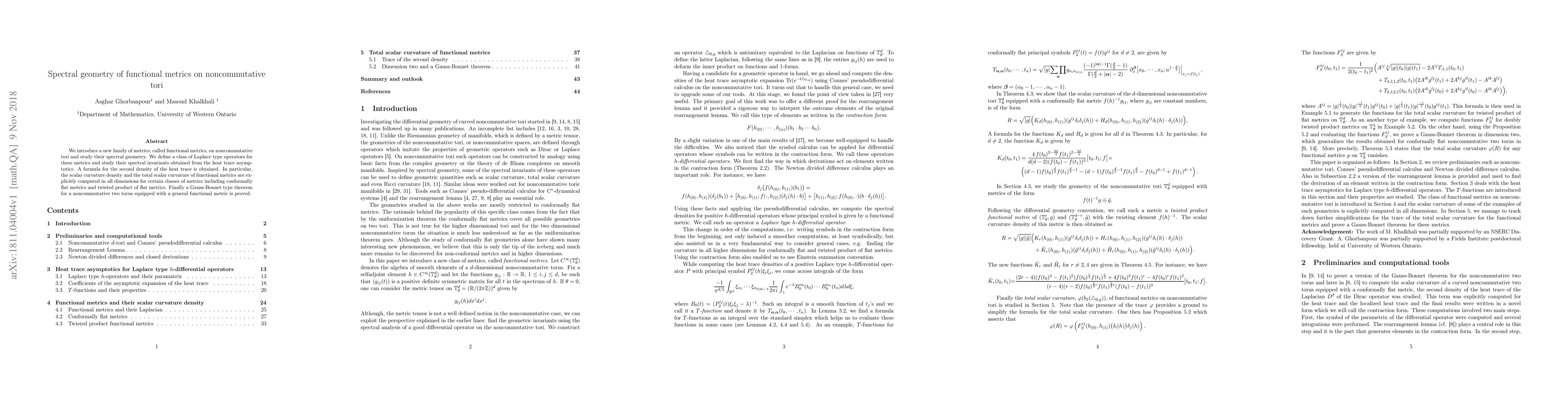 Thumbnail for Spectral geometry of functional metrics on noncommutative tori