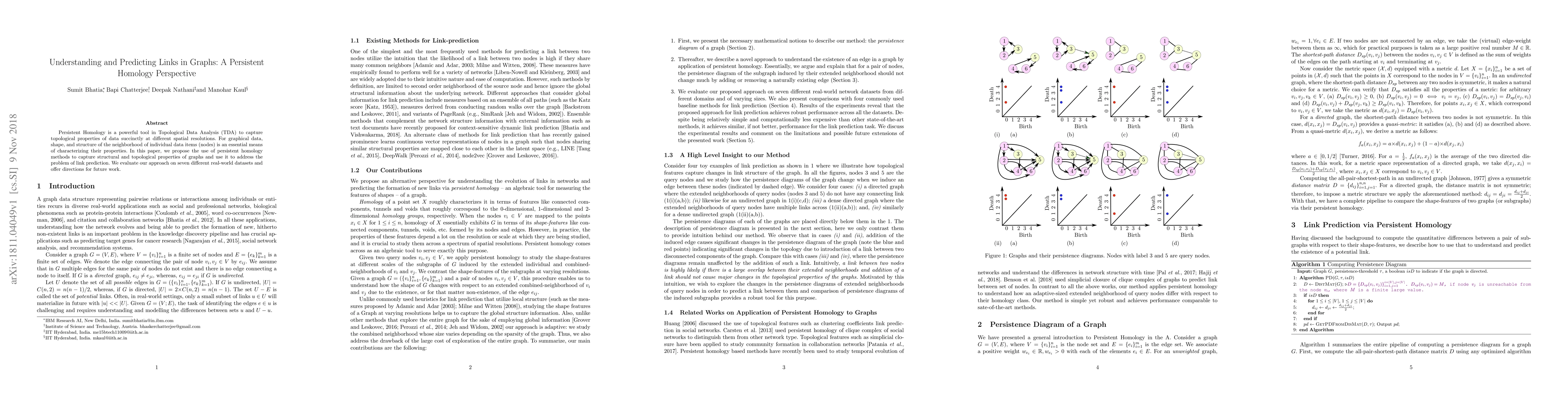Thumbnail for Understanding and Predicting Links in Graphs: A Persistent Homology
  Perspective