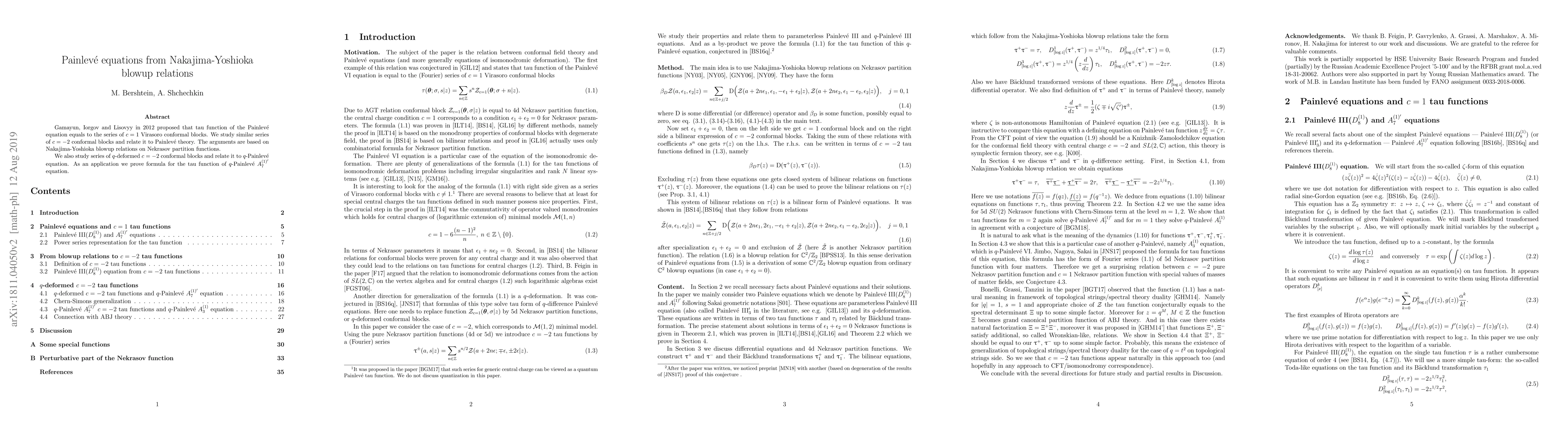 Thumbnail for Painleve equations from Nakajima-Yoshioka blowup relations