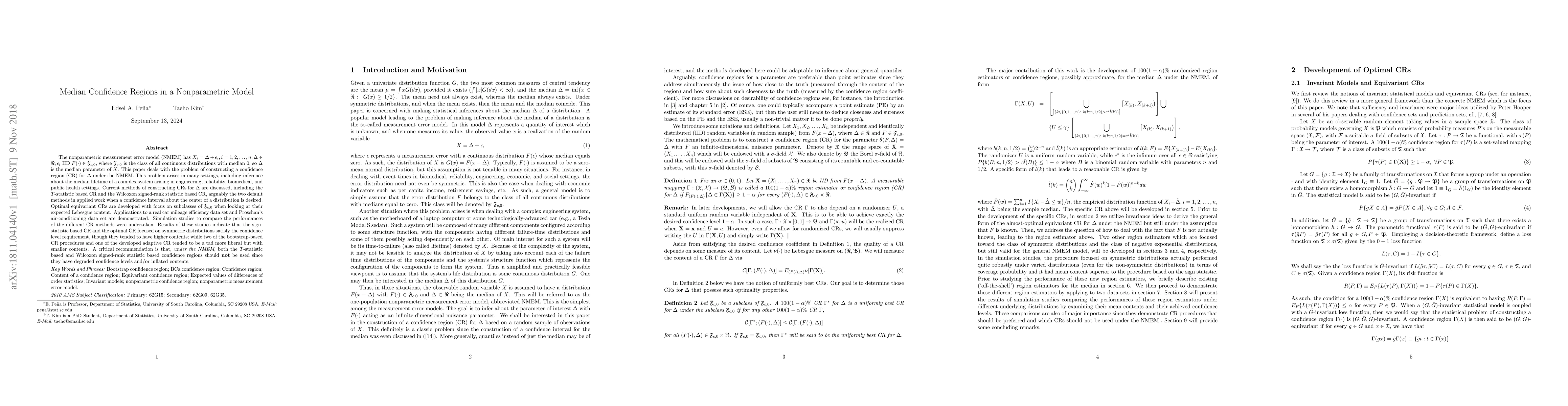 Thumbnail for Median Confidence Regions in a Nonparametric Model