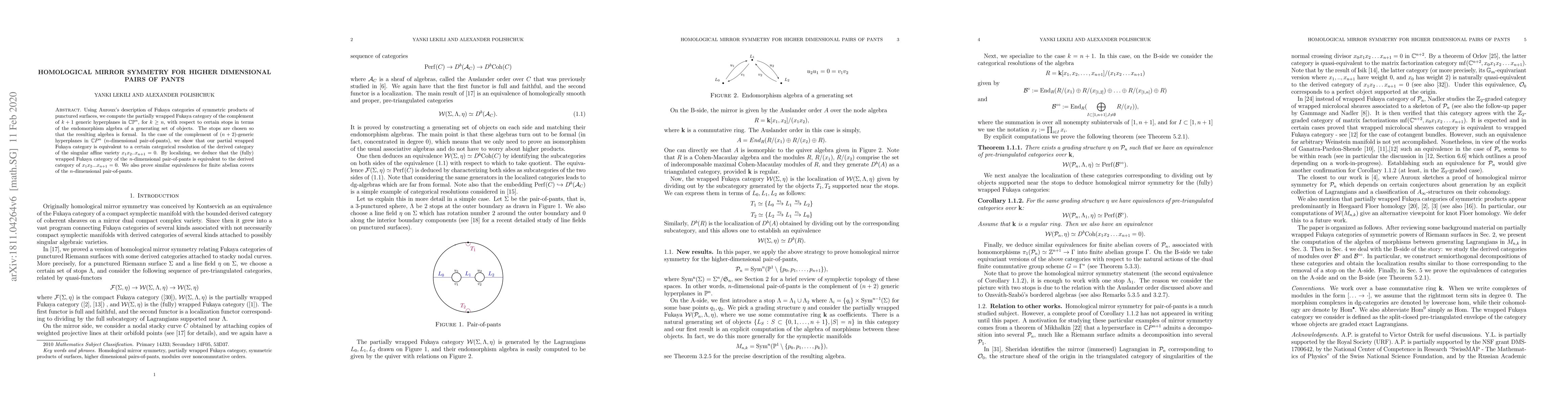 Thumbnail for Homological mirror symmetry for higher dimensional pairs of pants