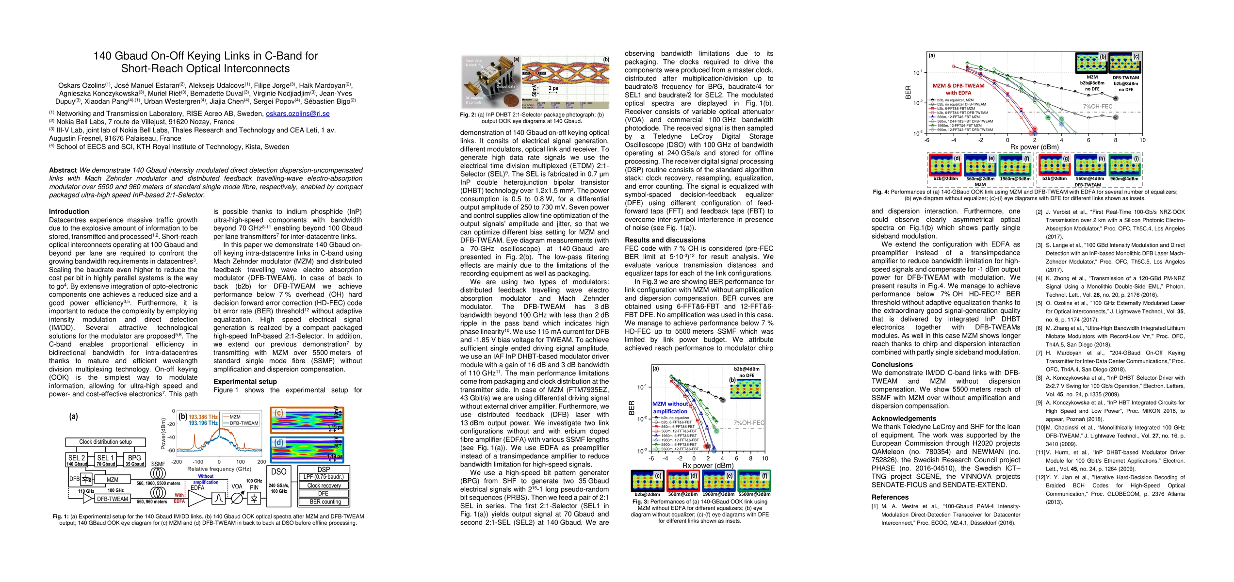 Thumbnail for 140 Gbaud On-Off Keying Links in C-Band for Short-Reach Optical
  Interconnects
